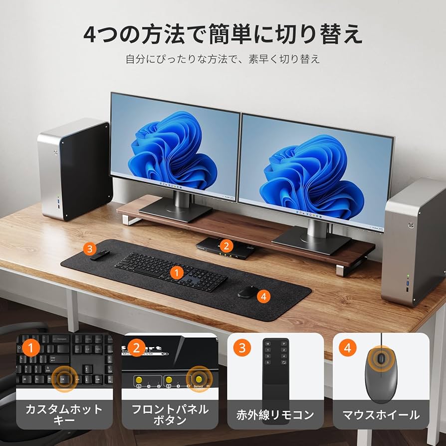 TESmart KVM ノートPC2台 デュアルモニター TESmart KVM ノートPC2台 デュアルモニター デュアル モニター